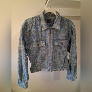 Lizwear Vintage Paisley Jean Jacket Y2K 90s Chest & Hand Pkts Cowgirl Size S